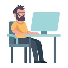 Programmer concentrated at working project, vector concept