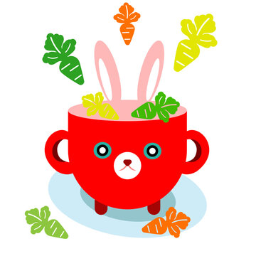 rabbit cup of drink with carrots