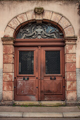 old wooden door in a wall