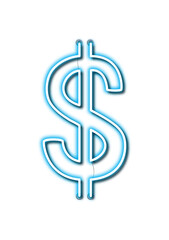 Obraz premium neon dollar blue