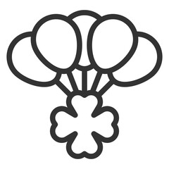 Clover leaf rises on balloons - icon, illustration on white background, outline style