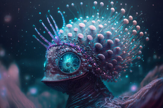 underwater alien with big eyes 