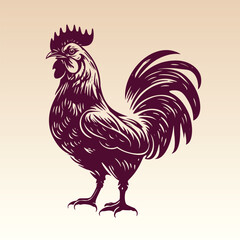 Fototapeta na wymiar Hand drawn Rooster illustration. Vintage woodcut engraving style vector illustration.