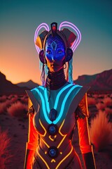 Female Humanoid Neon Space Priestess