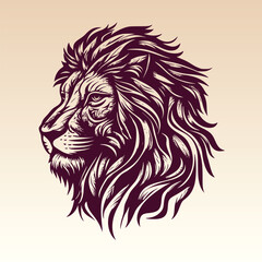 Hand drawn Lion Head illustration. Vintage woodcut engraving style vector illustration.