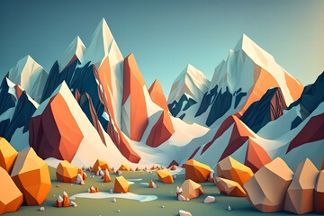 Fototapeta na wymiar Cartoon mountains background. Made with Generative AI