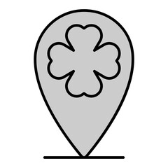 Location sign and clover leaf - icon, illustration on white background, grey style