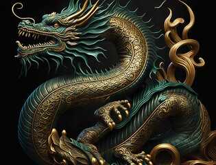 Obraz premium Dragon in art deco