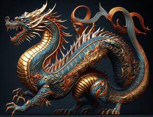 Fototapeta premium Dragon in art deco