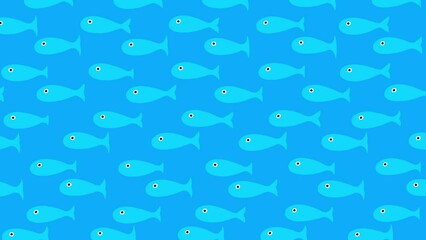 Fish blue simple characters wallpaper on blue background. Cute seamless looping animation good as backdrop for intro, party, television programme, presentation, etc... 