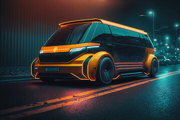 Obraz na płótnie Canvas Taxi electric car with autopilot, autonomous driving, the future, futuristic, ai