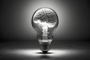 The light bulb is full of ideas, Minimal creative idea concept, 3D illustration