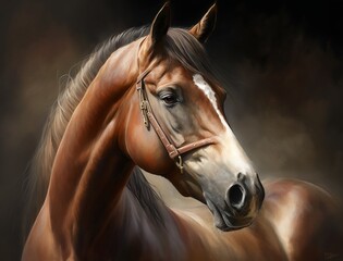 Horse in oil painting