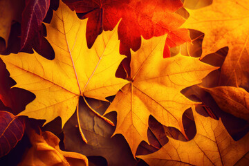 Fototapeta na wymiar autumn leaves as theme created with Generative AI technology