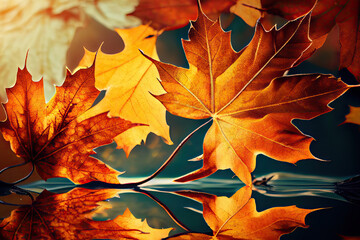 Fototapeta premium autumn leaves as theme created with Generative AI technology