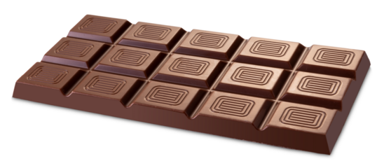 Milk chocolate bar cut out.