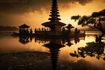 Obraz premium temple in bali indonesia made with generative ai