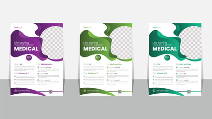 Medical Flyer, Clinic Flyer Template, Abstract Shape&rsquo;s, Colorful Concepts, layout Design, Vector Design, Graphic Elements,healthcare Company Flyer, Unique Design, Leaflets, Graphic Design