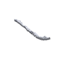 Chile political map of administrative divisions - regions. 3D isometric blank vector map in shades of grey.