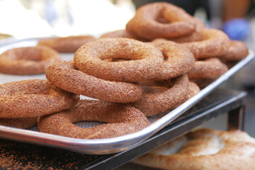 Stack of Turkish Bagel Simit 