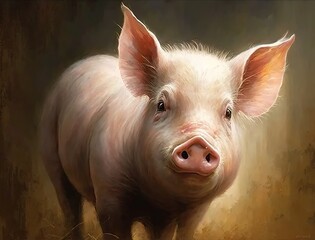 Pig oil painting