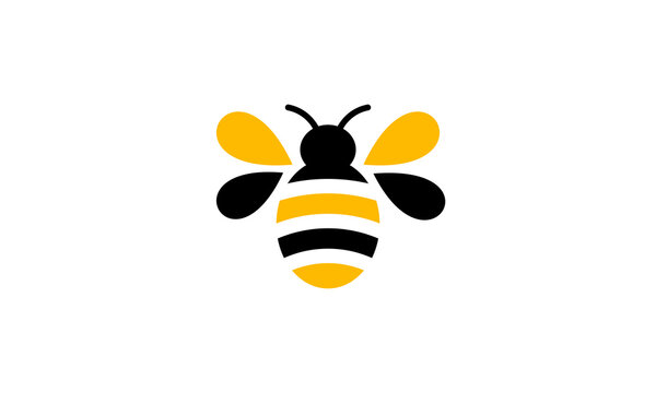 Black yellow striped bee logo