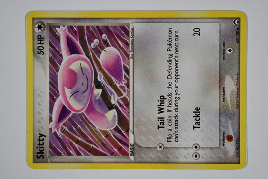 Pokemon trading card, Skitty.