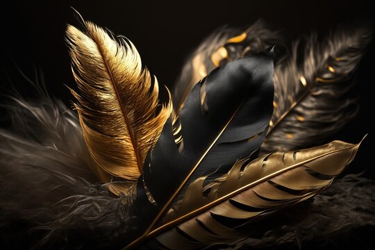 Golden Feathers, Art, animal, bird, dark, gold, light, macro, nature, HD  phone wallpaper