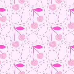 Cartoon fruit berries seamless cherry pattern for wrapping paper and fabrics and linens and kids clothes print