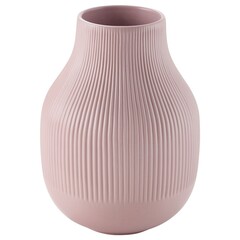 Vase Muted color pink Round shape Beautiful grooves Stoneware Glaze colored For flowers Decor...