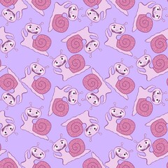 Cartoon animals seamless cute snails pattern for kids clothes print and wrapping paper and fabrics and linens