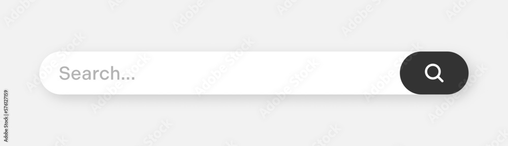 Fototapete Search bar with round corners. Internet browser engine with search box, address bar and text field. UI design, website interface element with web icons and push button. Vector illustration