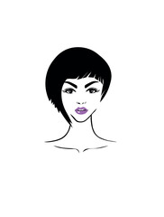 portrait of a woman. Women short hair style icon, logo women face on white background