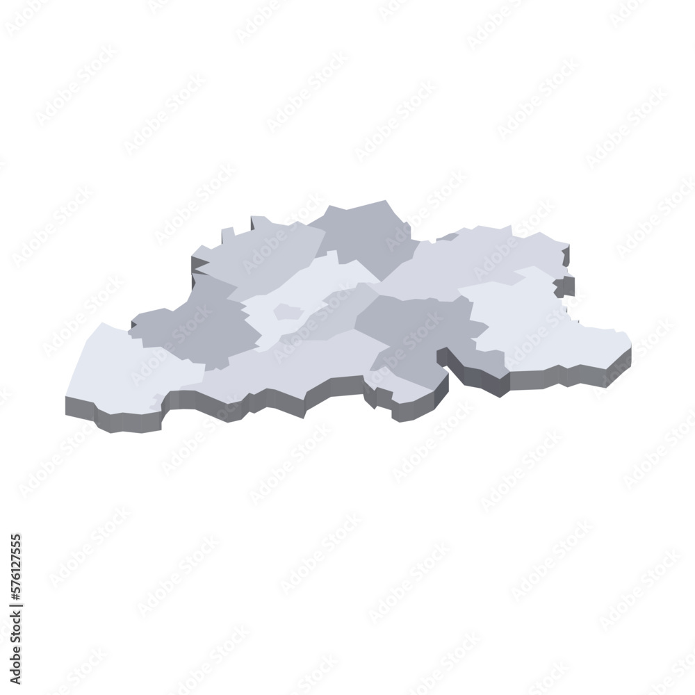 Canvas Prints Belgium political map of administrative divisions - provinces. 3D isometric blank vector map in shades of grey. - Canvas Prints
