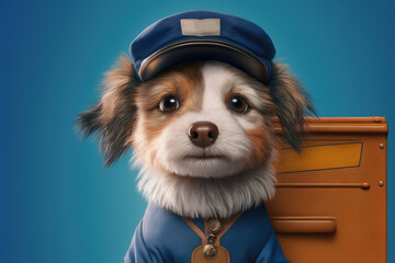 Dog as a postal worker, concept of Postal Delivery and Pet Care, created with Generative AI technology