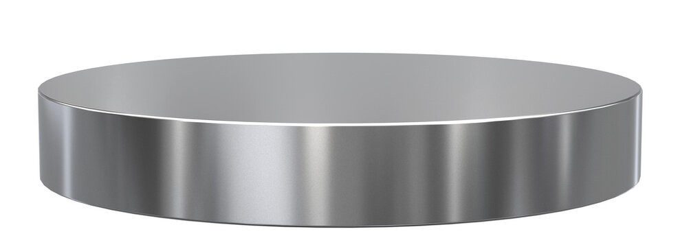 Stainless steel podium for product placement isolated on transparent background