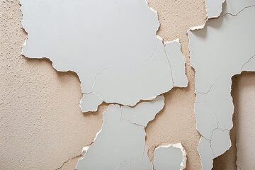 White Wall Plaster Cracked and Broken made with Generative AI