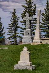 Grave markers at the Pioneer Cemetary. Calgary, Alberta, Canada