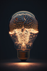 brain inside of a lightbulb, symmetric, cinematic lighting