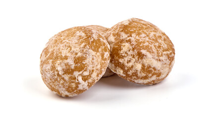 Classic gingerbread cookies isolated on white background.