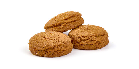 Crispy Oat Cookies, isolated on white background.