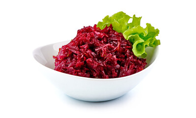 Vinaigrette salad. Traditional beetroot salad, isolated on white background. High resolution image.