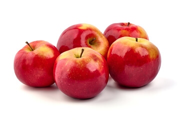 Fototapeta na wymiar Shiny red apples, isolated on white background.