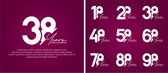 set of anniversary logo style white color on white background for special moment