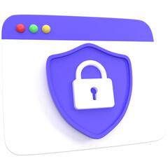 3d web protection icon, for UI, poster, banner, social media post. 3D rendering