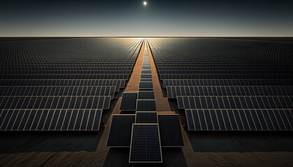 solar panels energy photovoltaik illustration, sky in the background Generative AI, Generativ, KI