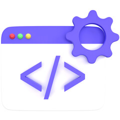 3d web development icon, for UI, poster, banner, social media post. 3D rendering