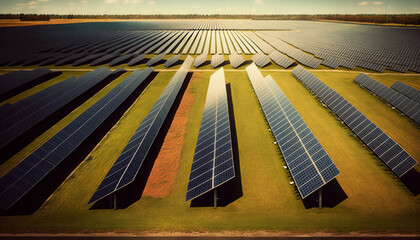 Obraz premium solar panels energy photovoltaik illustration, sky in the background Generative AI, Generativ, KI