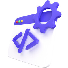 3d web development icon, for UI, poster, banner, social media post. 3D rendering