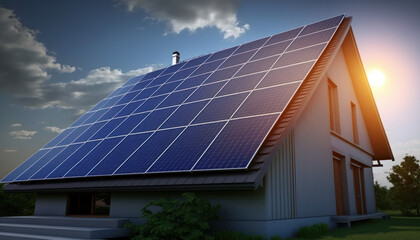 Fototapeta premium solar panels energy house Generative AI, Generativ, KI